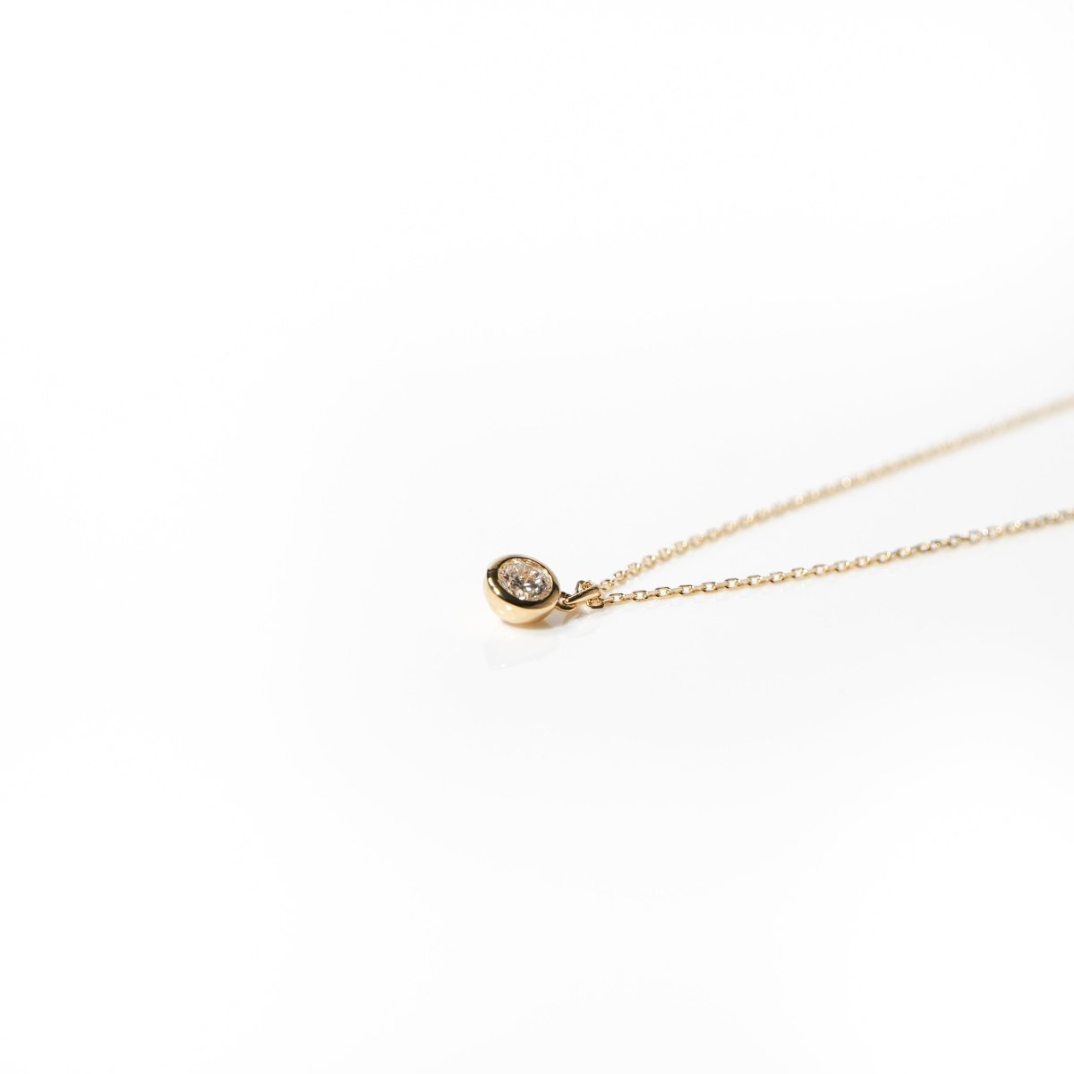18K 0.3ct Bezel Lab Grown Diamond Necklace (YG) - aucentic