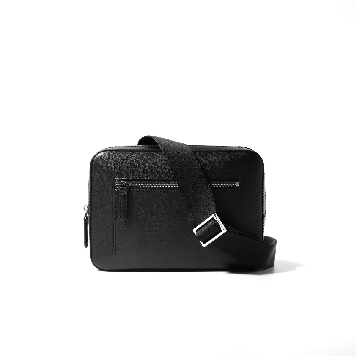 <受注生産5月25日〜順次出荷>Italian Saffiano Leather Crossbody Bag (Black) - aucentic