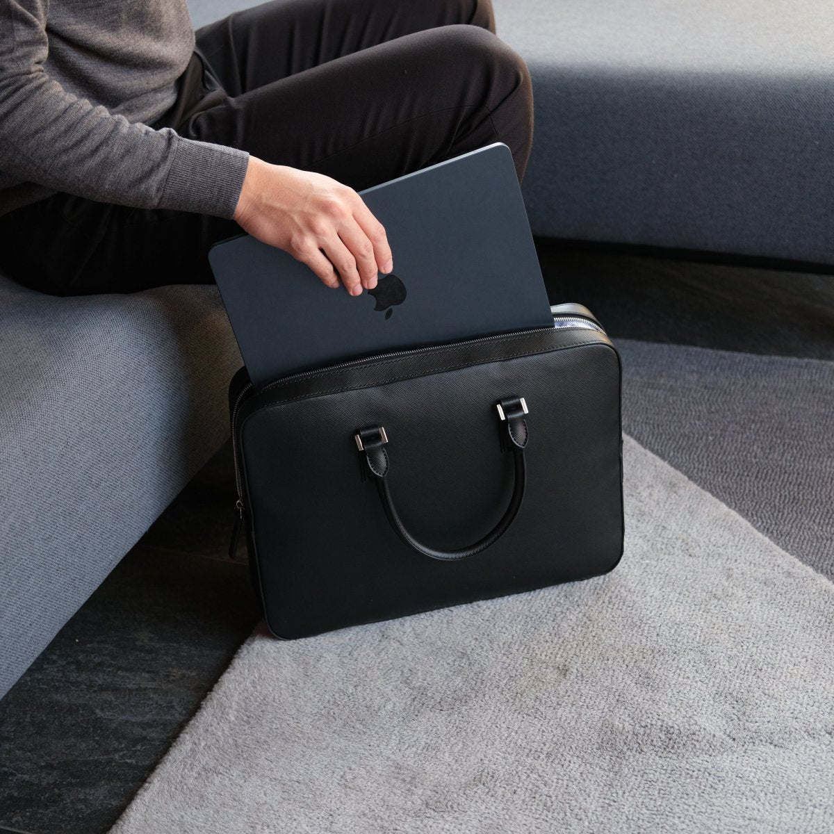 Italian Saffiano Leather Briefcase - aucentic