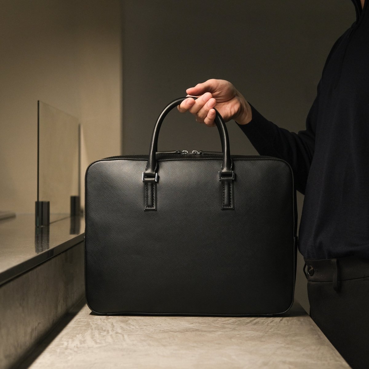 Italian Saffiano Leather Briefcase - aucentic