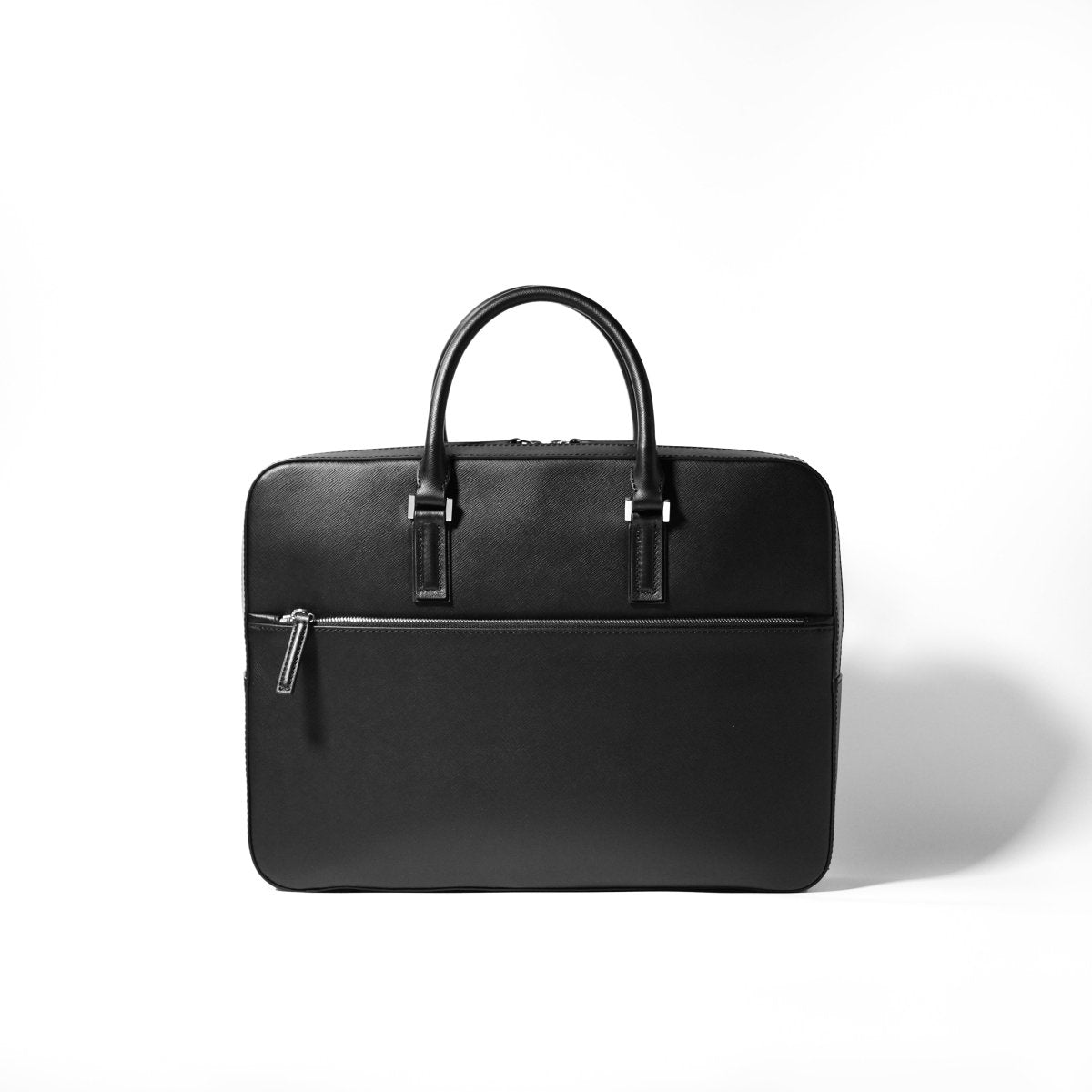 Italian Saffiano Leather Briefcase(Front - zip) - aucentic
