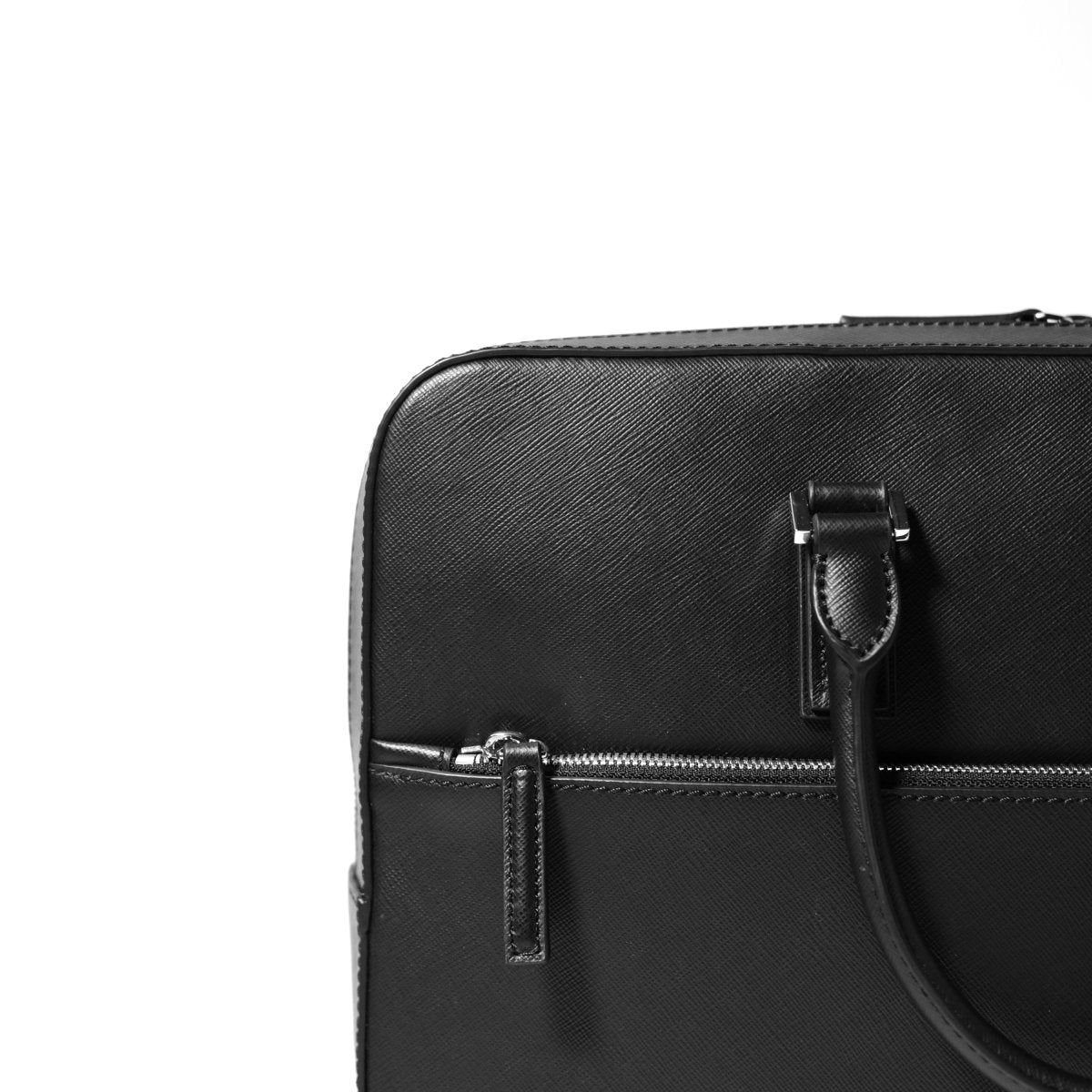 Italian Saffiano Leather Briefcase(Front - zip) - aucentic