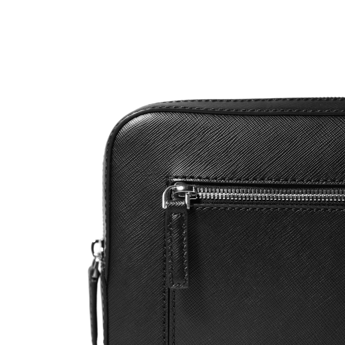 Italian Saffiano Leather Crossbody Bag (Black) - aucentic