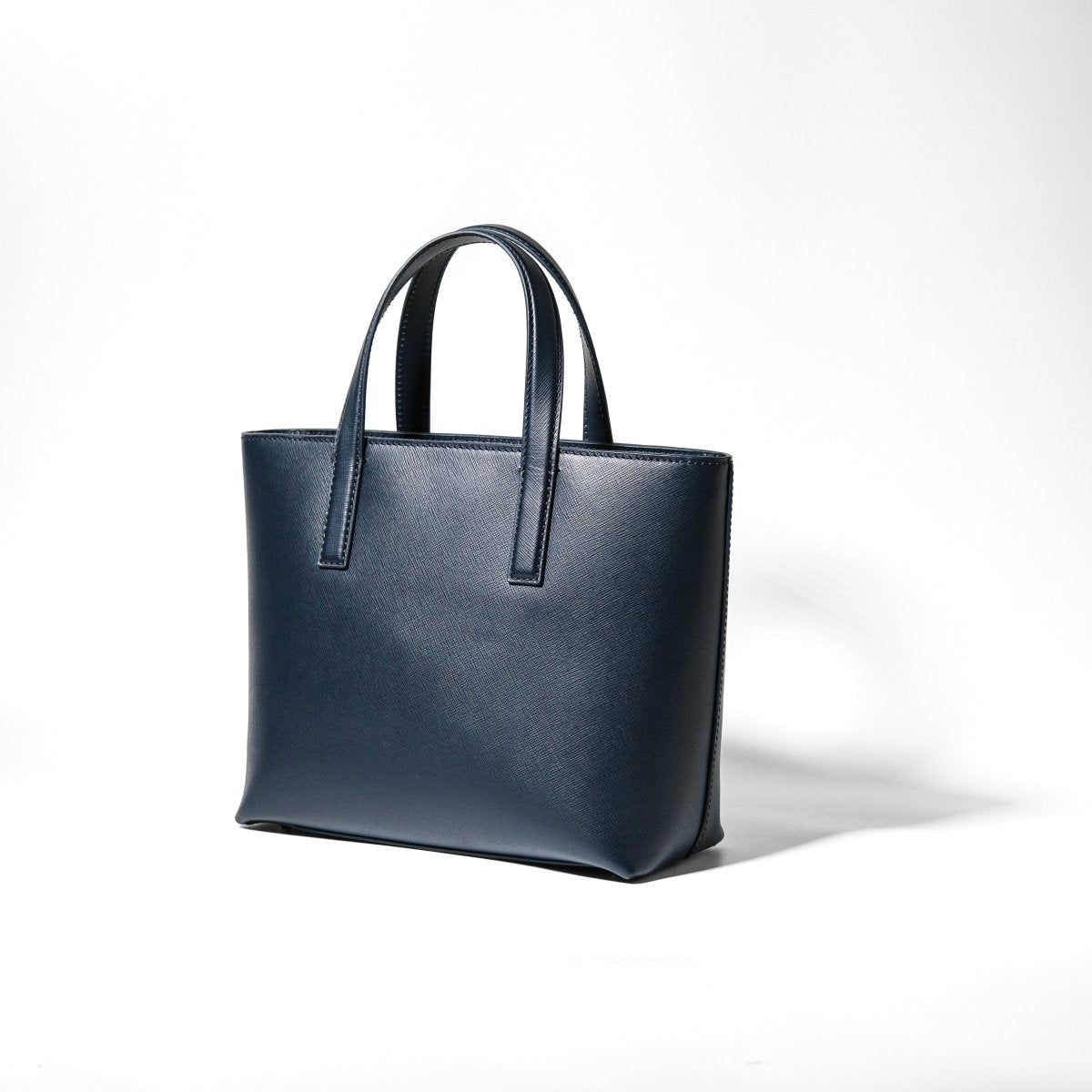 Italian Saffiano Leather Small Tote (Navy) - aucentic
