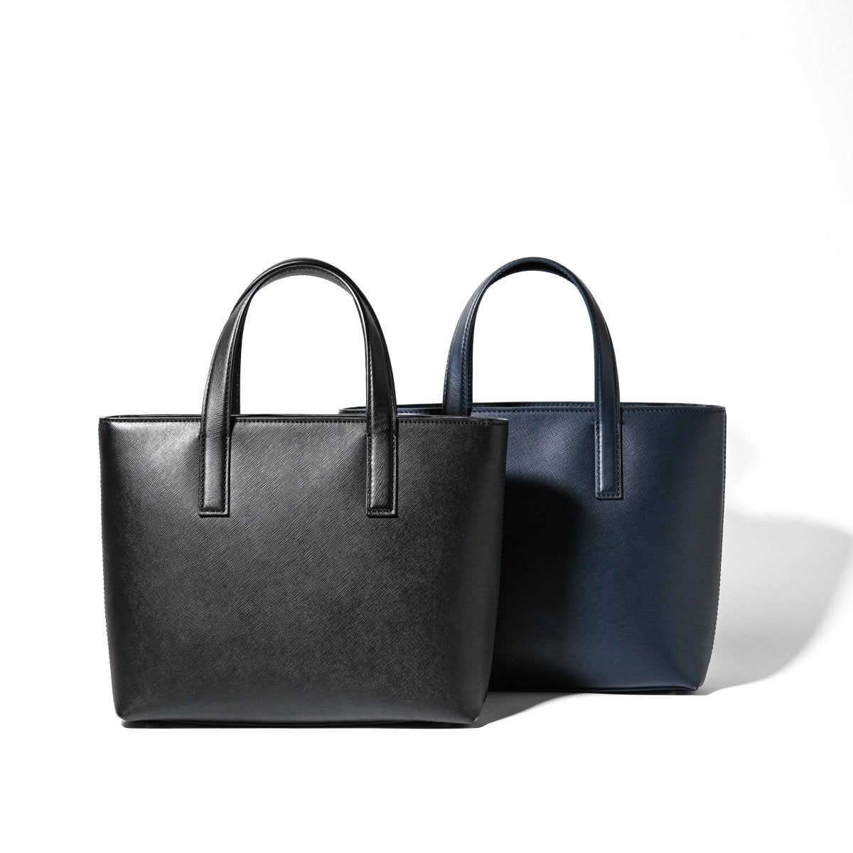 Italian Saffiano Leather Small Tote (Navy) - aucentic