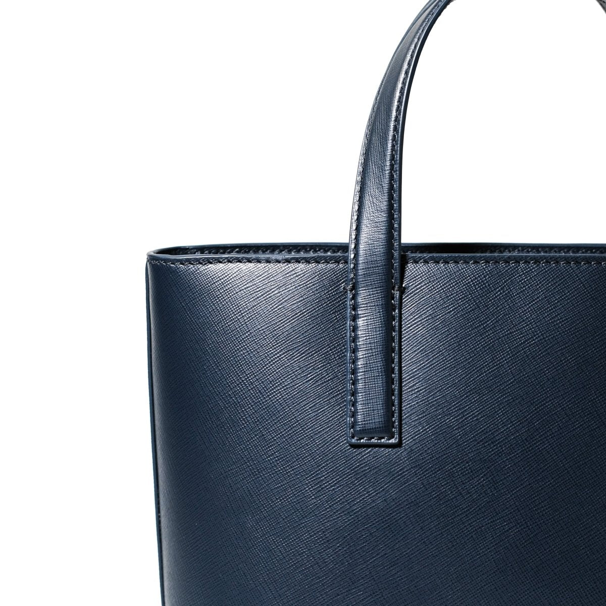 Italian Saffiano Leather Small Tote (Navy) - aucentic