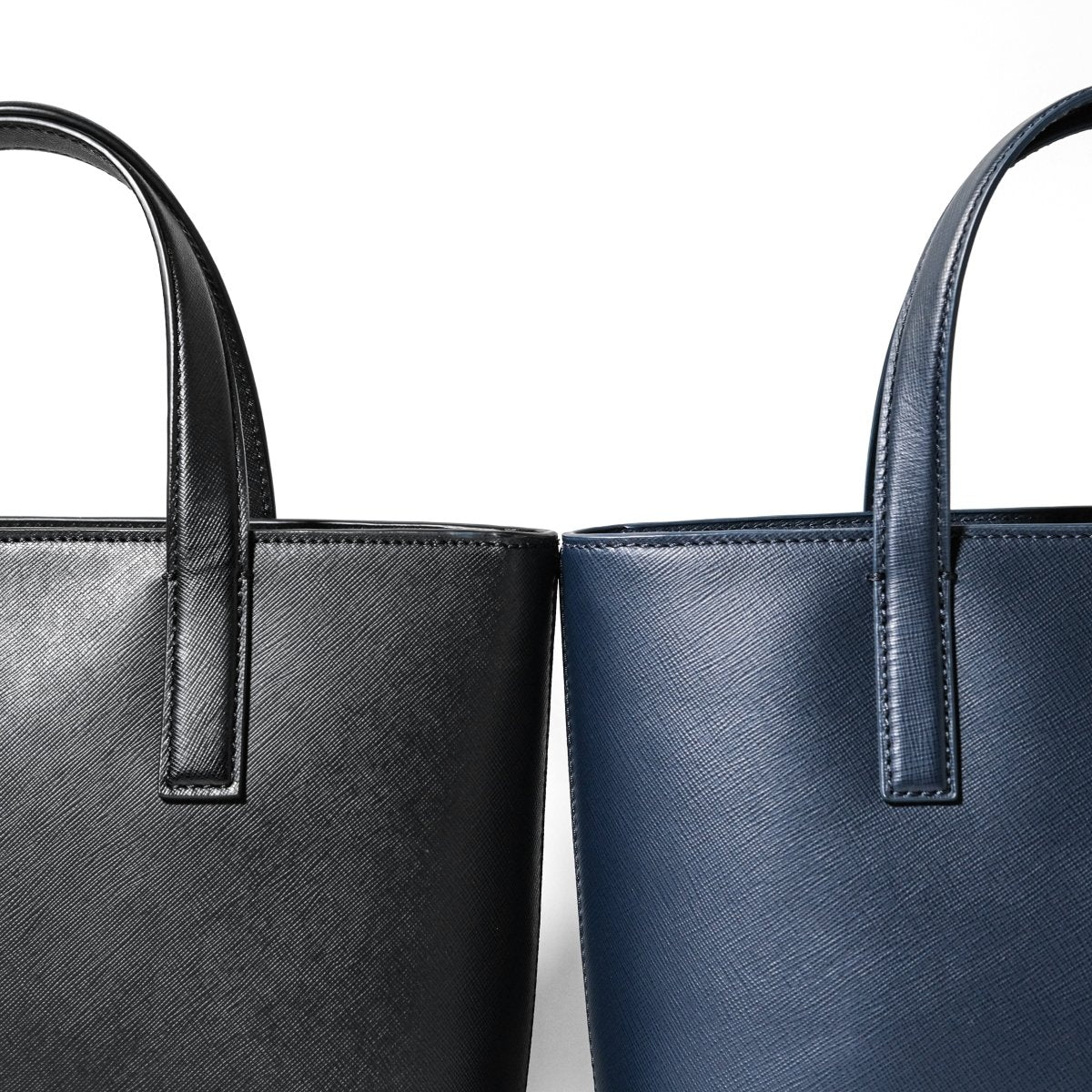 Italian Saffiano Leather Small Tote (Navy) - aucentic