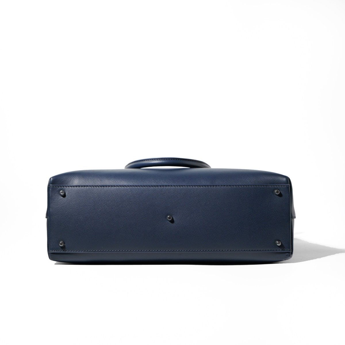 Italian Saffiano Leather Tote (Navy) - aucentic