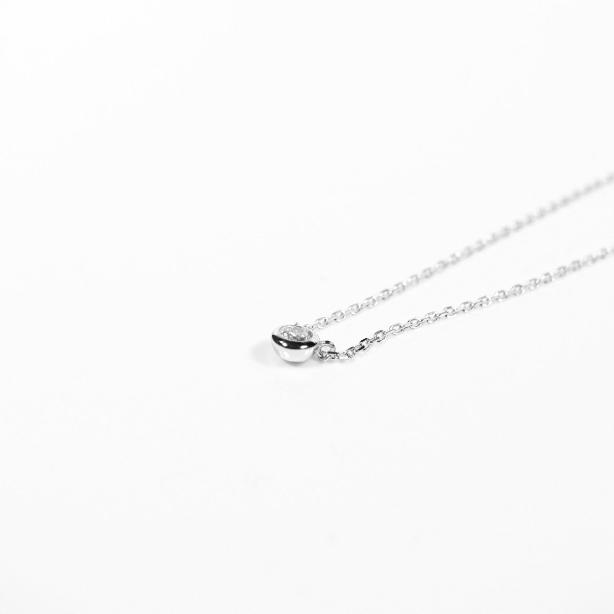 18K 0.1ct Bezel Lab Grown Diamond Necklace (WG) - aucentic