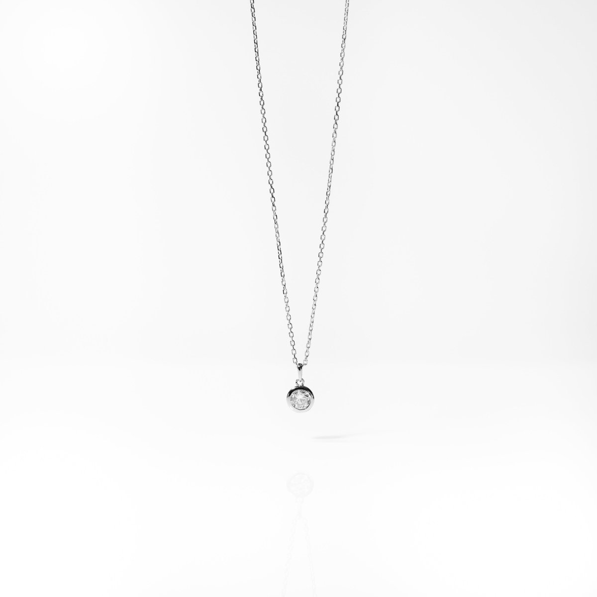 18K 0.3ct Bezel Lab Grown Diamond Necklace (WG) - aucentic