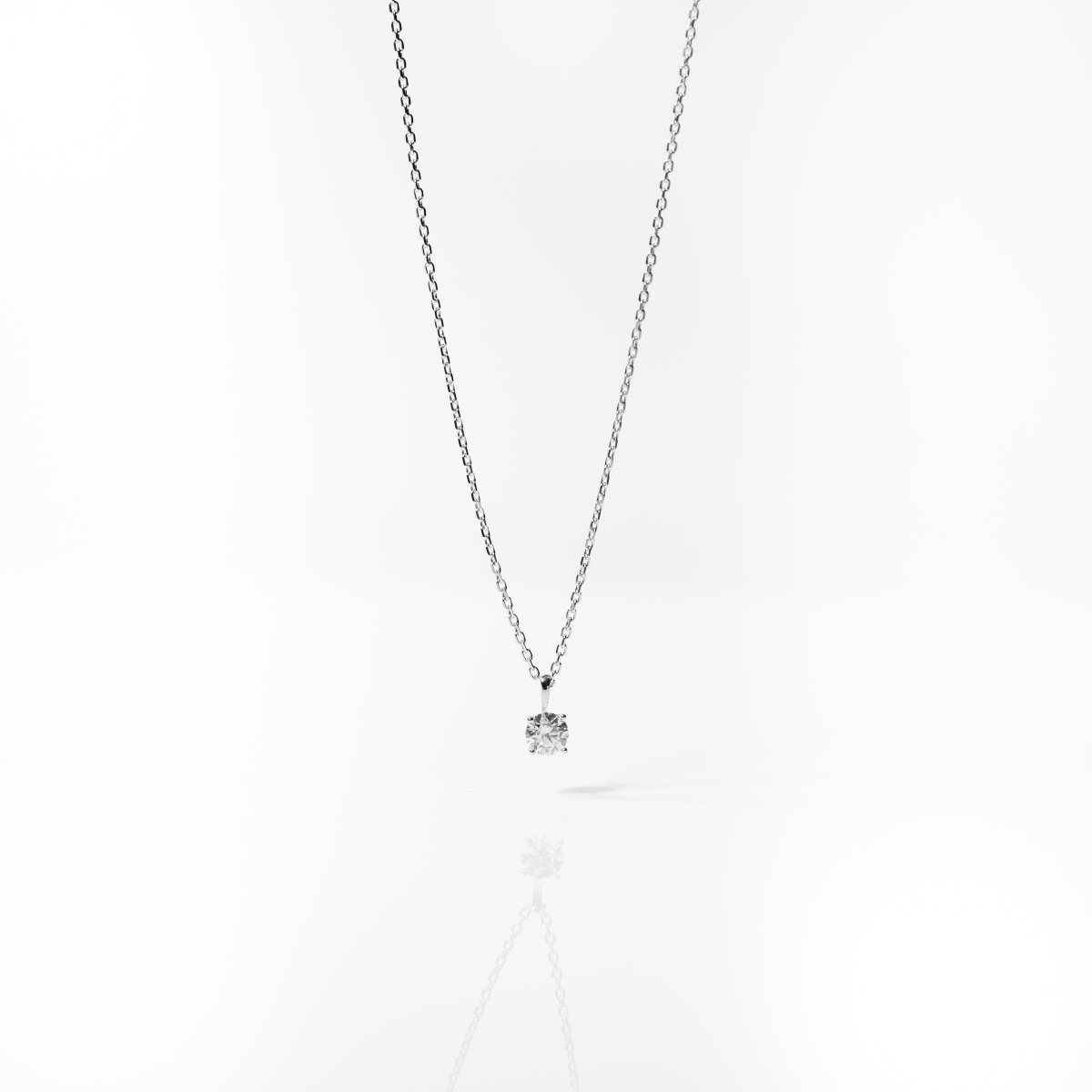 18K 0.3ct Lab Grown Diamond Necklace - Single claw (WG) - aucentic