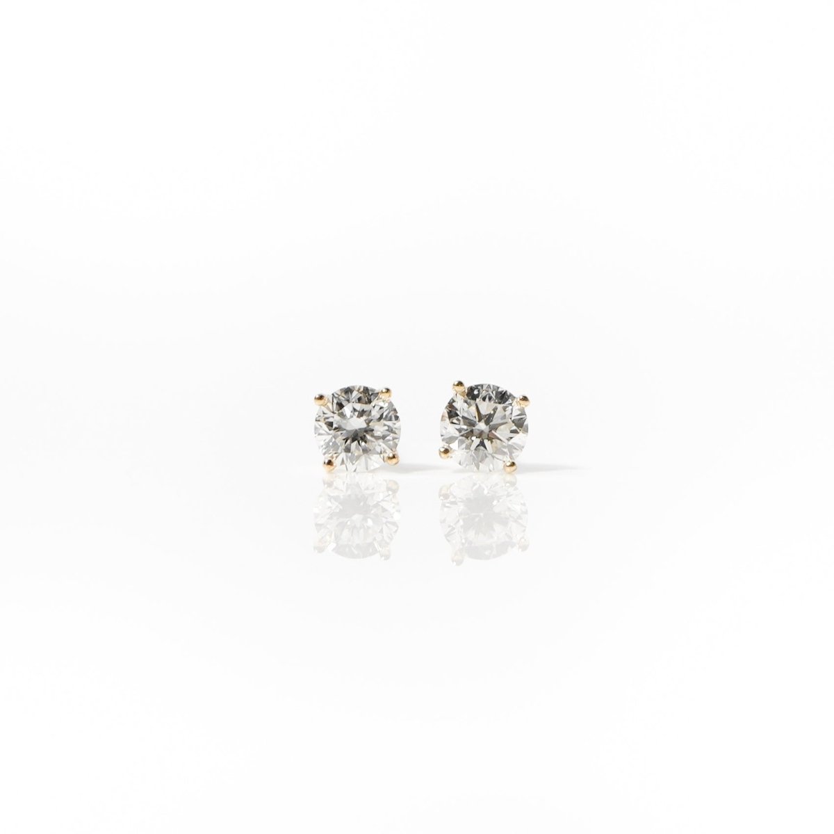 18K 0.3ct Lab Grown Diamond Studs - Single claw (YG) - aucentic