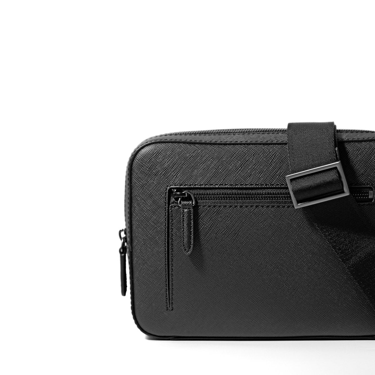 [Coming Soon] ITALIAN SAFFIANO LEATHER CROSSBODY BAG (Gunmetal) - aucentic