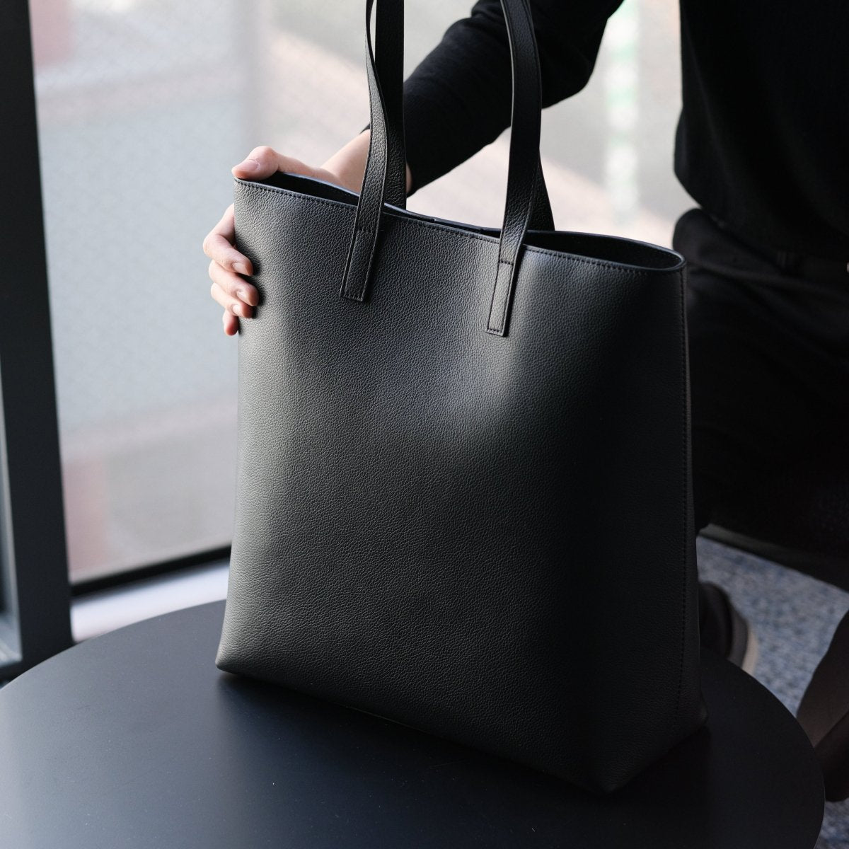 Italian Leather Casual Tote (Grey) - aucentic