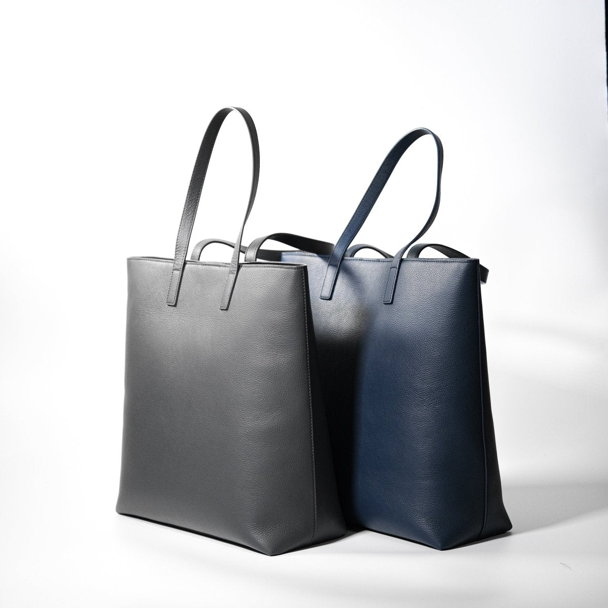 Italian Leather Casual Tote (Navy)