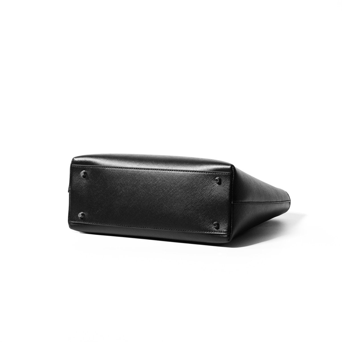 Saffiano Leather Small Tote (Black) - aucentic