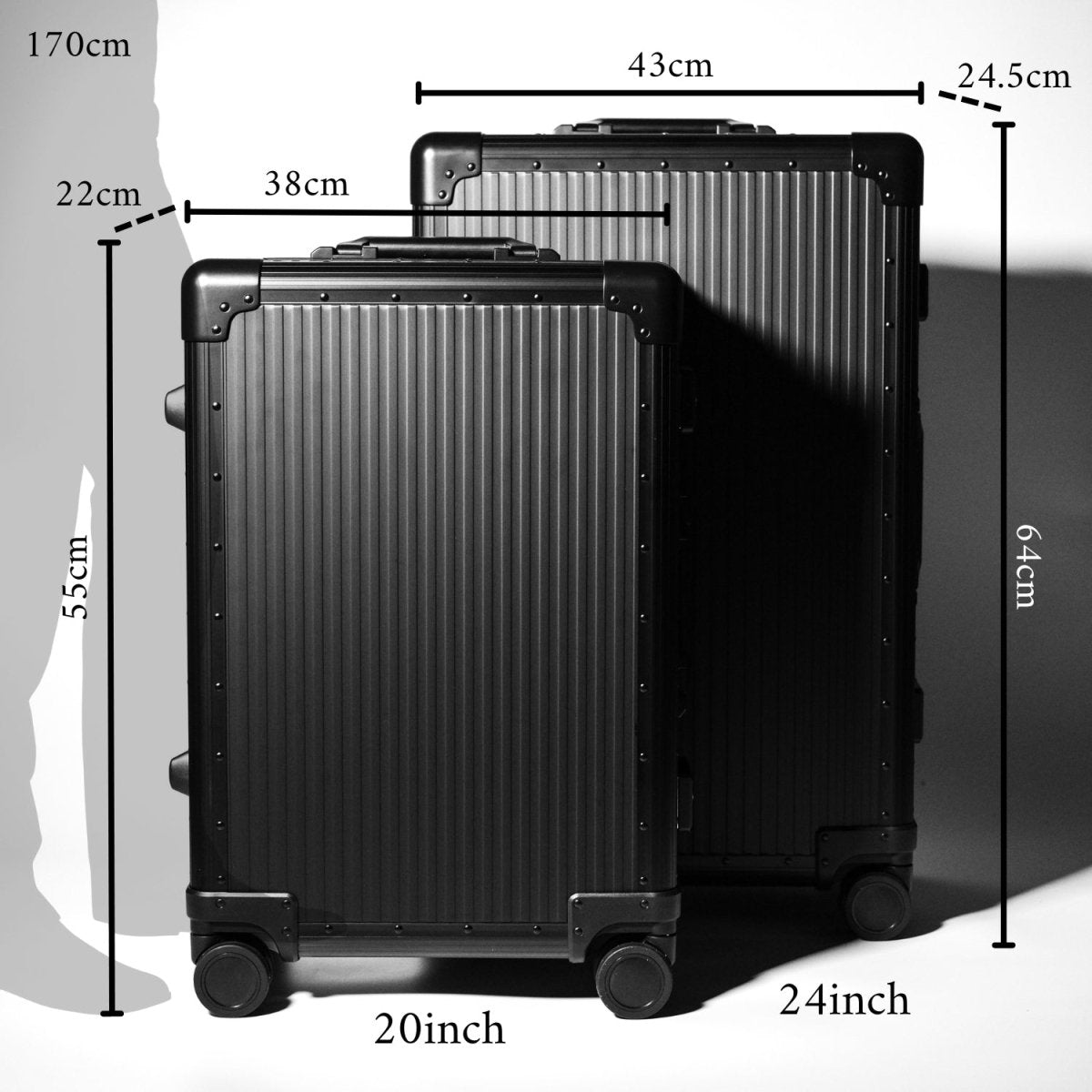 <受注生産 11月10日〜発送分>Stripe Aluminum Suitcase(Black) - aucentic