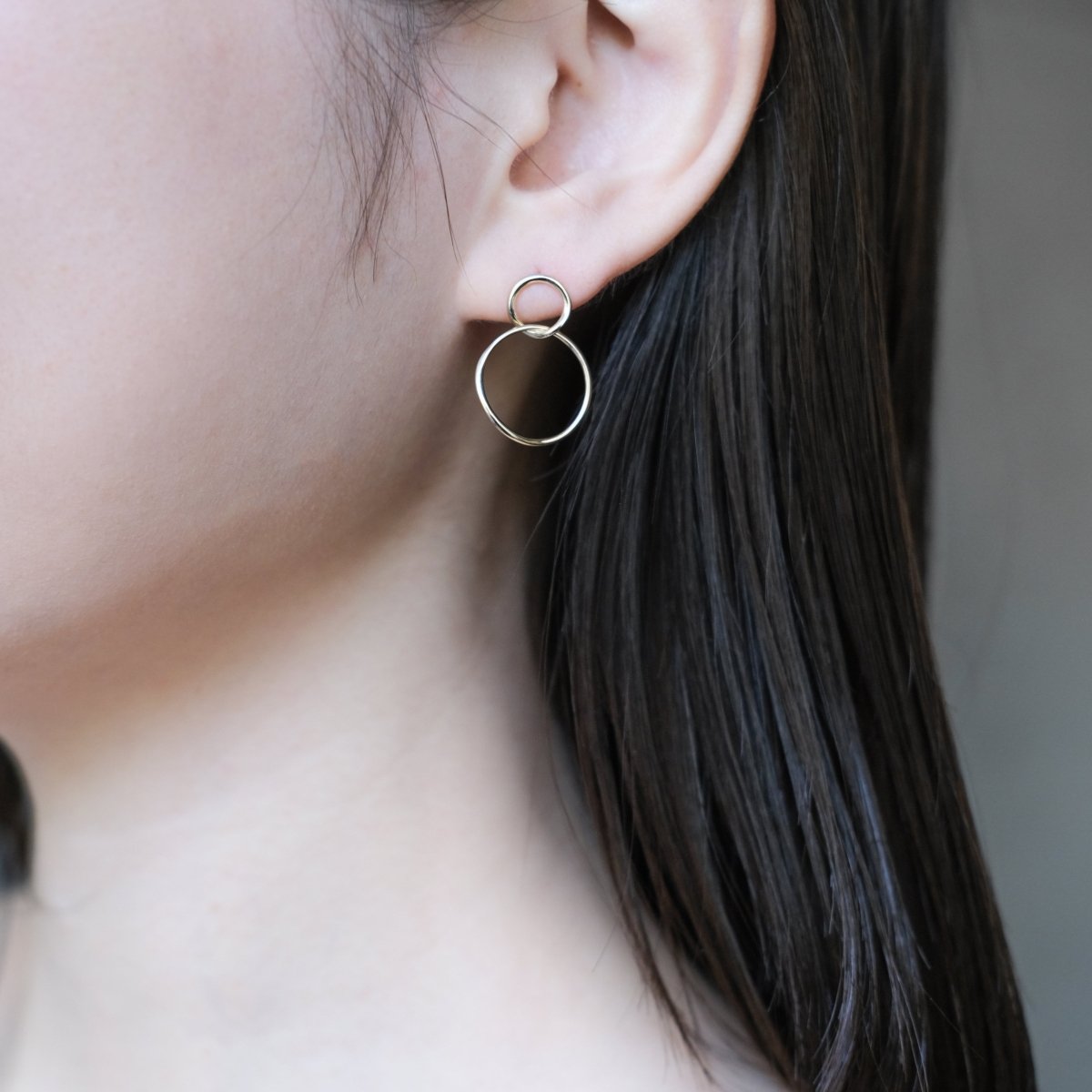 14K Double Circle Earrings - aucentic