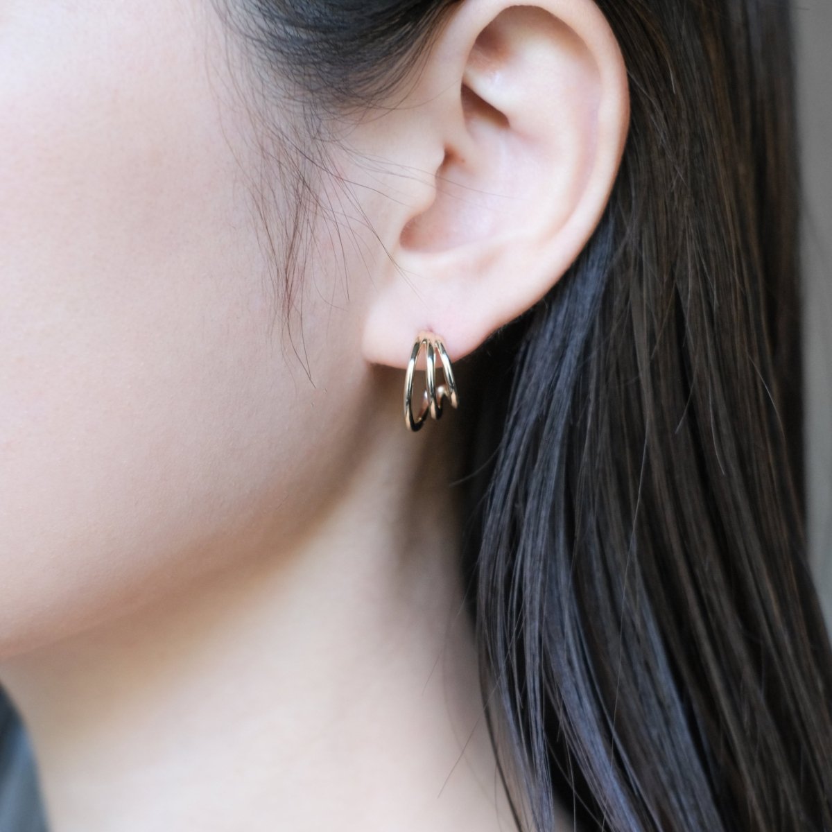 14K Triple Coil Earrings - aucentic