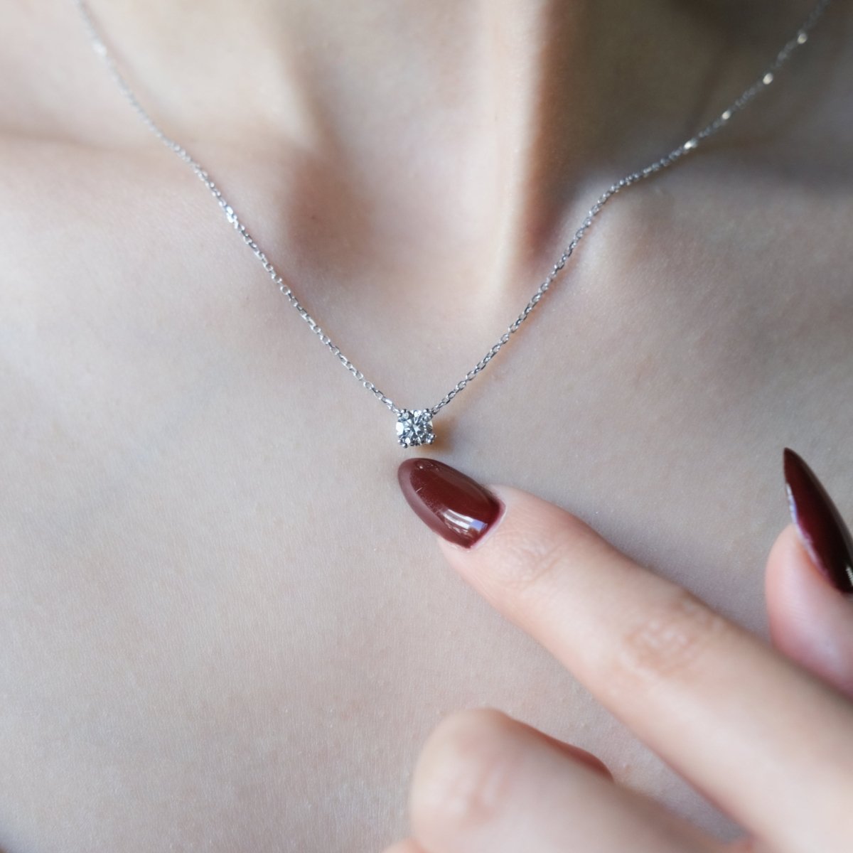 18K 0.3ct Lab Grown Diamond Necklace (WG) - aucentic
